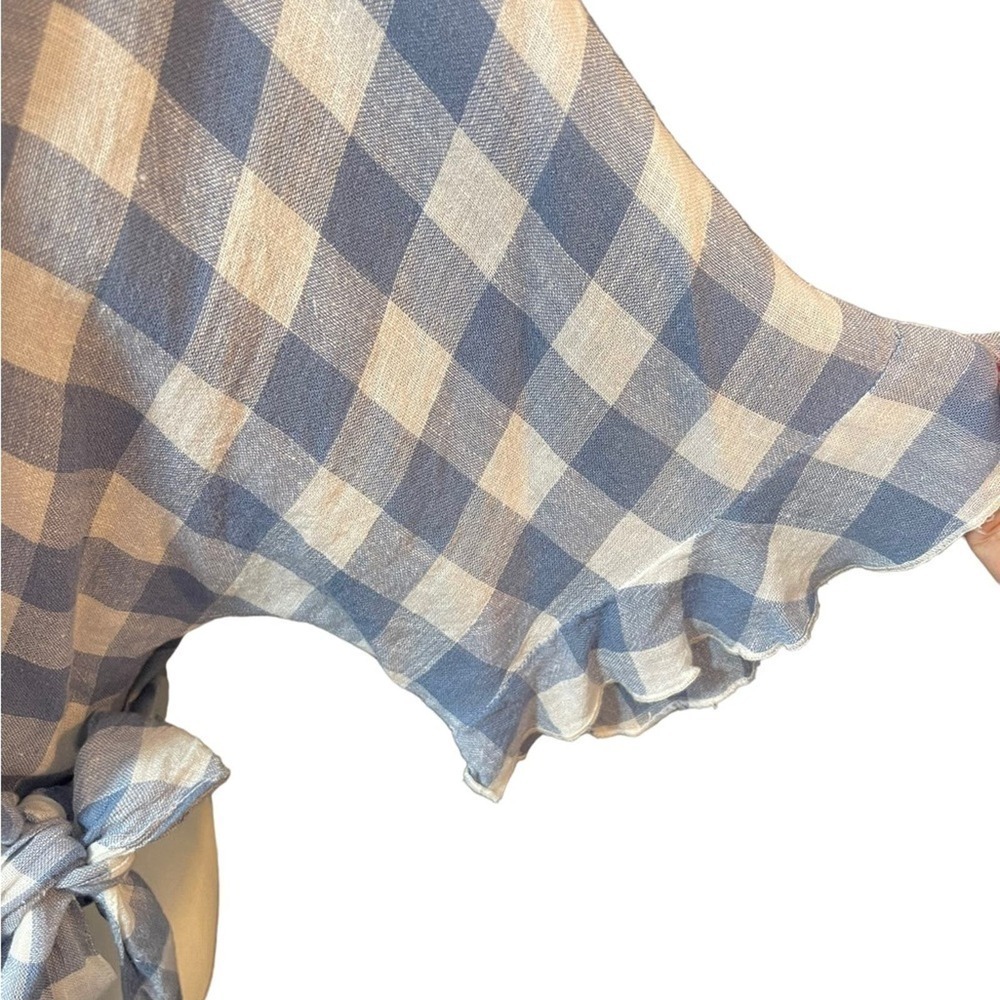 Rails Athena Crop Wrap Gingham Blouse - Blue & Wh… - image 6